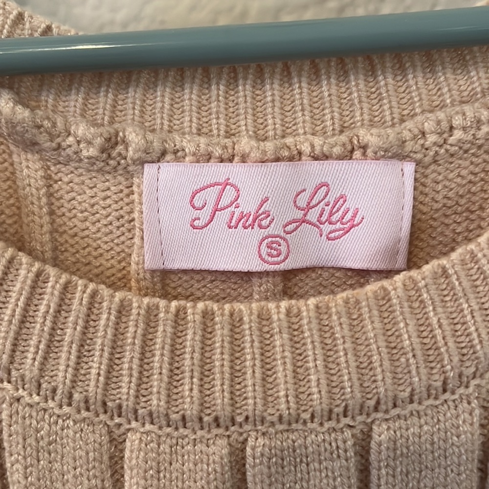 Pink lily tan ribbed knit midi dress - Picture 3 of 5